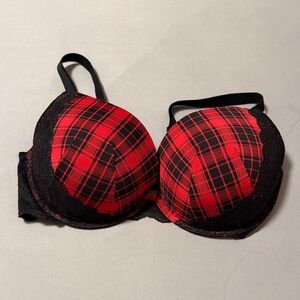 torrid Red & Black Plaid Lace-Trim Push-Up Bra